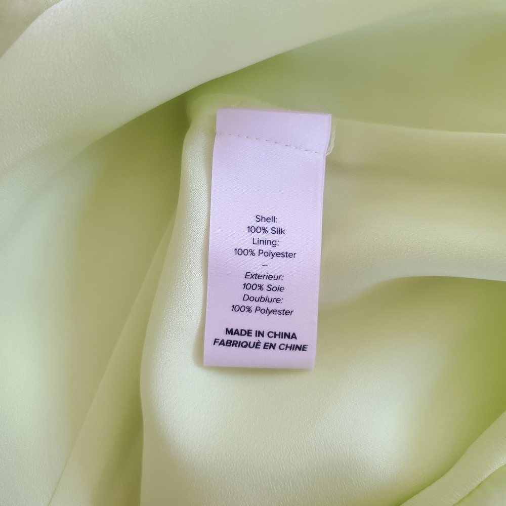 NWT CINQ À SEPT Marta 100% Silk-Satin Skirt In Lemongrass Size Large - Picture 11 of 14